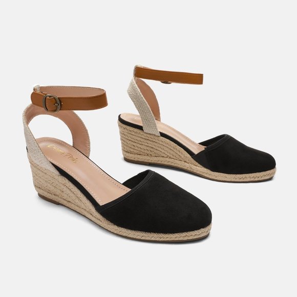 espadrille wedges closed toe black